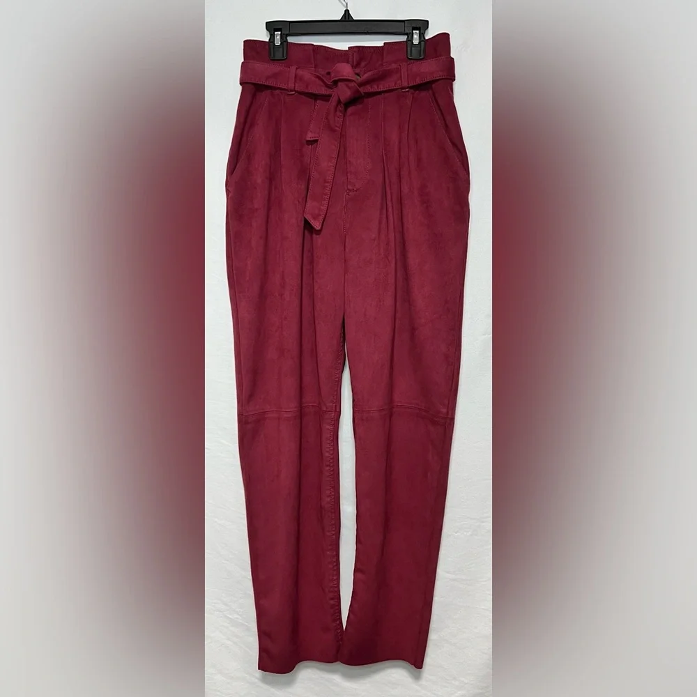 FREE PEOPLE Nightfall Vegan Suede High Rise Paperbag Waist Pants Casual Office
